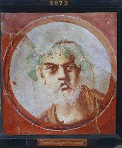 Retrato de un anciano (probablemente un poeta o un filósofo) de Italia, Campania, Pompeya, pintura sobre yeso, 55-79 d.C.