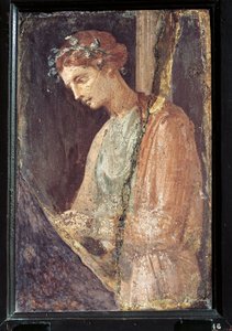 Retrato de perfil de una mujer joven de Italia, Campania, Pompeya, pintura sobre yeso, 55-79 d.C.