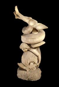 Arte romano: Eros en un delfín. Escultura después de un original griego. Nápoles, Museo Arqueológico Nacional de Roman Roman