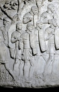Arte romano: legionarios romanos listos para la batalla