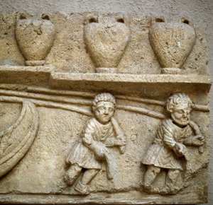 El remolque de un barco cargado de barriles (detalle) de Roman Roman