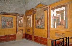Arte romano: vista de la sala amarilla de la Casa de los hermanos Vettii