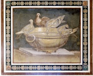 Mosaico romano que representa 4 palomas