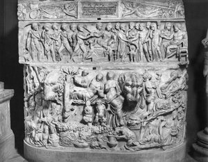 Sarcófago que representa la muerte de Alcestis