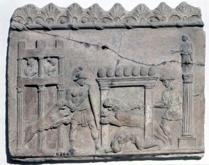 Venatio en las arenas (relieve bajo del Museo Nazionale Romano) de Roman Roman