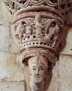 Una sirena, capitel tallado del presbiterio de Romanesque