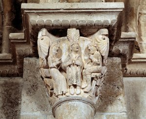 Eugenia de Roma (capitel tallado) de Romanesque