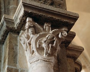 Libra (capitel tallado) de Romanesque