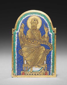 Placa: Profeta sentado de un relicario: Achapias de Romanesque