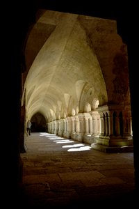 Arquitectura románica: galería del claustro de la abadía cisterciense de Fontenay, Borgoña