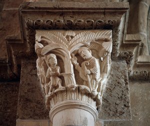 San Martín ordena talar un árbol sagrado (capitel tallado)