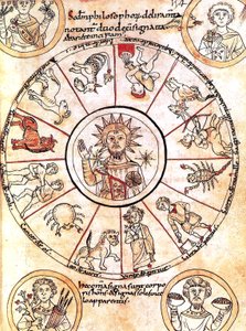 El sol rodeado de signos del zodíaco de Romanesque