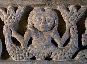 Sirena de dos colas, detalle de friso románico, Italia de Romanesque