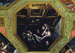 Cámara de Cupido y Psique, Psique contemplando a Cupido de Romano Giulio