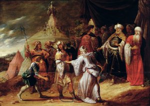 Samuel matando a Agag, rey de los amalecitas (óleo sobre tabla) de Rombout van Troyen