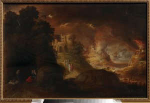 Sodoma y Gomorra. Pintura de Rombout van Troyen (circa 1605-circa 1650), óleo sobre lienzo. arte holandés de Rombout van Troyen