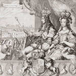 Coronación del rey inglés Guillermo III y la reina María II el 11 de abril de Romeyn de (after) Hooghe