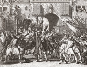 Turba linchando a los hermanos de Witt de Romeyn de (after) Hooghe