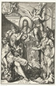 Frontispicio alegórico con retrato de Guillermo III Llegada del rey Guillermo a Holanda (título sobre objeto) de Romeyn de Hooghe