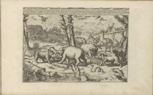 Aziatische en Afrikaanse dieren Aziatische en Afrikaanse dieren / Animales de Asia y África (título sobre el objeto) Las Indias Orientales y Occidentales y otros lugares (título de la serie) de Romeyn de Hooghe