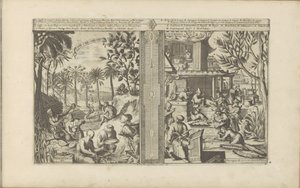 borracho en Oost-Indie; Lakwerk en uit papel de China Thee, Cha en Palmiten / Plantas y árboles de las Indias Orientales // Lakwerken / Obras de cera, etc. en China (título sobre objeto) Las Indias Orientales y Occidentales y otros lugares (título de la se de Romeyn de Hooghe