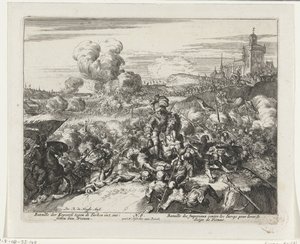 Batallas entre Habsburgo y Turcos en las afueras de Viena Bataille der Keyserse contra los turcos int desetten van Weenen (título sobre objeto) de Romeyn de Hooghe