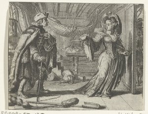 Illustratie voor El calendario de los viejos uit Cuentos y cuentos van Fontaine de Romeyn de Hooghe