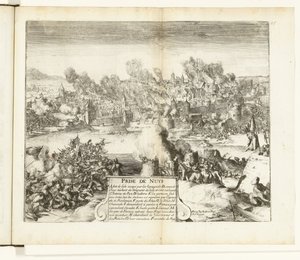 Toma y saqueo de Neuss, 1586 Premio de Nuys (título sobre objeto) Guerres de Flandres (título de la serie) de Romeyn de Hooghe