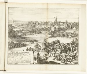 Tomando Oudenaarde, 1582 Prize de Audenarde (título sobre el objeto) Guerres de Flandres (título de la serie) de Romeyn de Hooghe