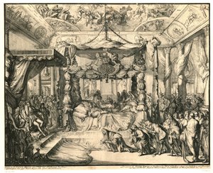 La reina María II Estuardo en su lecho de muerte, 1695 La muerte y el entierro de María II Estuardo, reina de Inglaterra, 1695 (título de la serie)