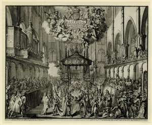 Coro de la Abadía de Westminster con el funeral de la reina, 1695 In