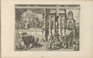 Ceremonia Ontvangst bij de Chinezen Chinese Gasteryen en Pracht / Fiestas y magnificencia de los chinos (título sobre el objeto) Las Indias Orientales y Occidentales y otros lugares (título de la serie) de Romeyn de Hooghe