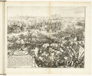 Batalla por el dique Kauwenstein, 1585 La digue de Covestein (título sobre objeto) Guerres de Flandres (título de la serie) de Romeyn de Hooghe