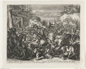 Batalla entre Habsburgo y Turcos en los Bosques de Viena Apertura y paliza de los turcos aent Weener Wald (título sobre objeto) de Romeyn de Hooghe