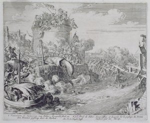Ciclo de impresiones de Viena, Conquista de la Isla Tabor en las afueras de Leopoldstadt, 1683 de Romeyn de Hooghe