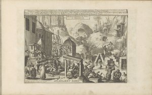 zona en caja Aflaet en Boet Papen / Absolución y penitencia de los sacerdotes en Abissinia, etc. (título en el objeto) Las Indias Orientales y Occidentales y otros lugares (título de la serie) de Romeyn de Hooghe