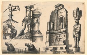 Detalles arquitectónicos en estilo clásico y pseudo-clásico de Romolo Achille Liverani