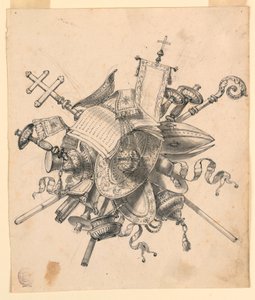 Dibujo, Trofeo con objetos eclesiásticos, 1830-1850 de Romolo Achille Liverani