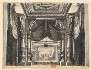 Diseño de escenario, interior de palacio oriental