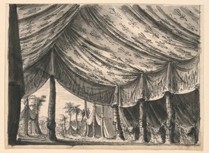 Diseño de escenario, tienda de Genghis Khan, para el ballet "Genghis Khan" de Luigi Henry de Romolo Achille Liverani