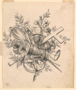 Trofeo con símbolos de las virtudes de Romolo Achille Liverani