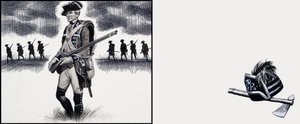 Soldado británico en la época de la Guerra Revolucionaria Americana (gouache sobre papel) de Ron Embleton