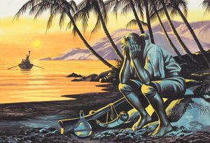 Marooned Man (gouache sobre papel) de Ron Embleton