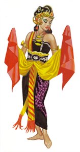 Mata Hari bailando (gouache sobre papel)