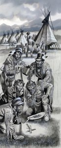 Fiesta de los montañeses en el Salvaje Oeste de Ron Embleton