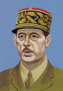 Retrato de Charles De Gaulle (gouache sobre papel)
