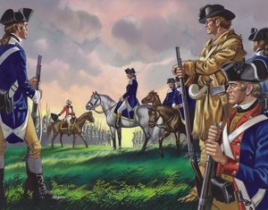 Rendición del general Cornwallis al comandante estadounidense en Yorktown, Virginia, el 19 de octubre de 1781 () (gouache sobre papel)