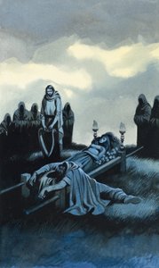 Tannhauser y Elizabeth (gouache sobre papel) de Ron Embleton