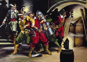 La conspiración de la pólvora (gouache sobre papel)
