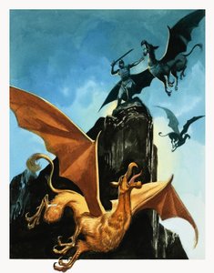 La leyenda de Gudrun: Hagen mata al grifo de Ron Embleton